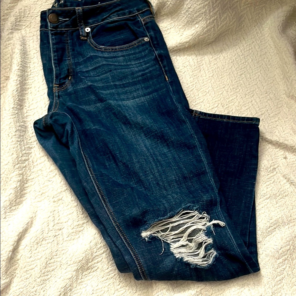 American Eagle Outfitters Blue Boyfriend Jeans Distressed Casual